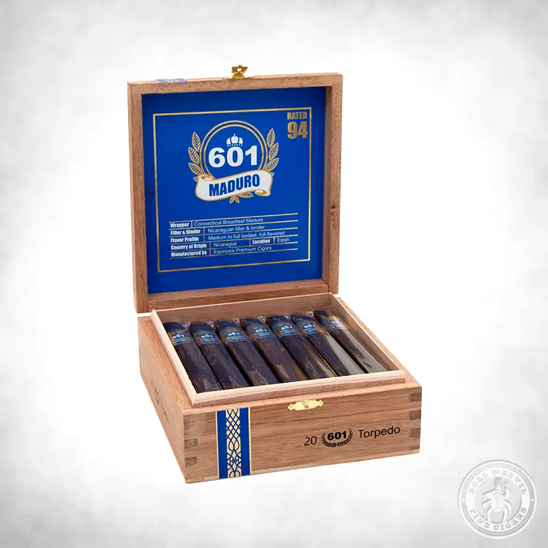 Espinosa 601 Blue Maduro Torpedo box-20