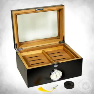 Humidor Supreme Bally Black 100ct open acc